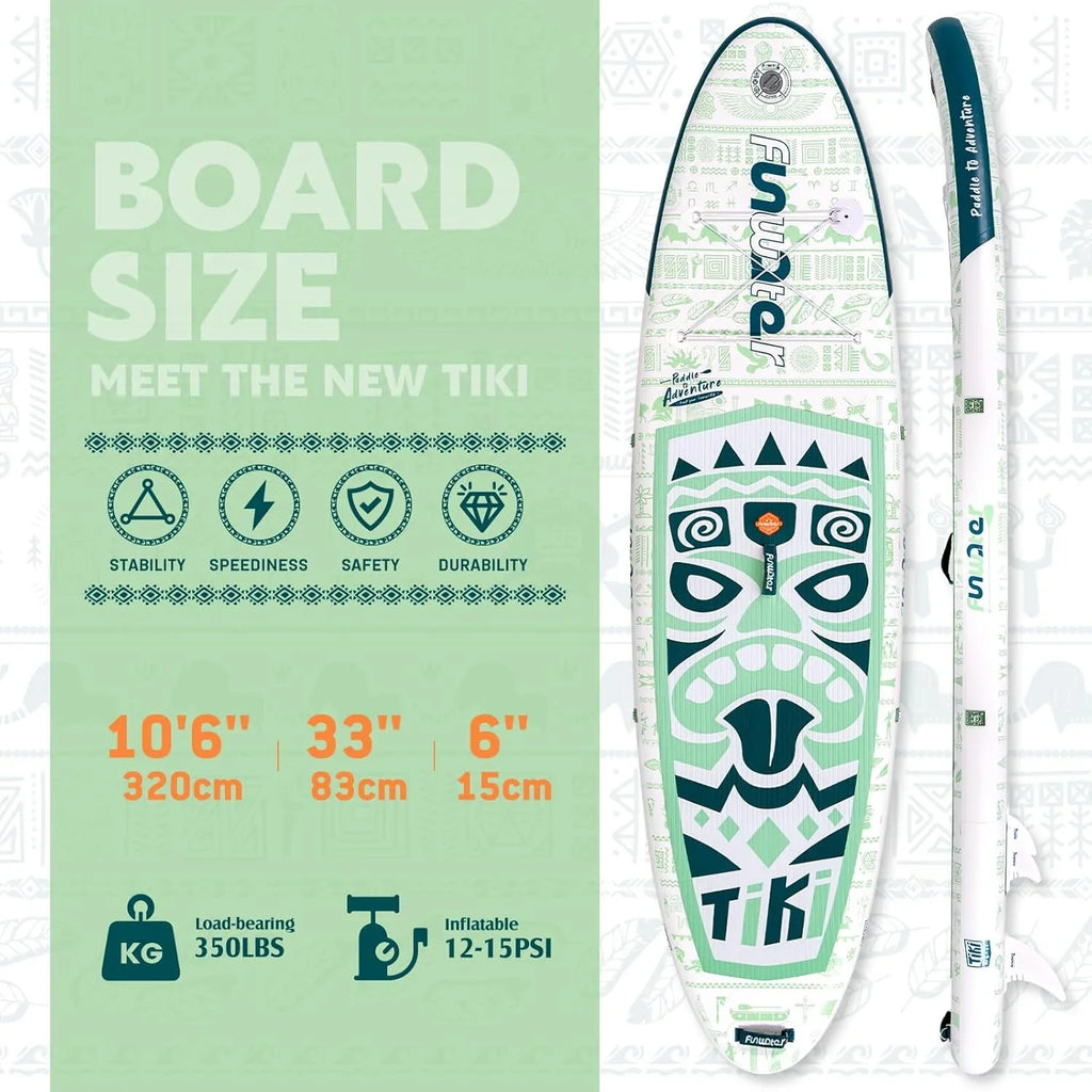 FunWater Inflatable Stand Up Paddle Board, 11 ft x 32 in x 6 in - SUP Paddle Accessories