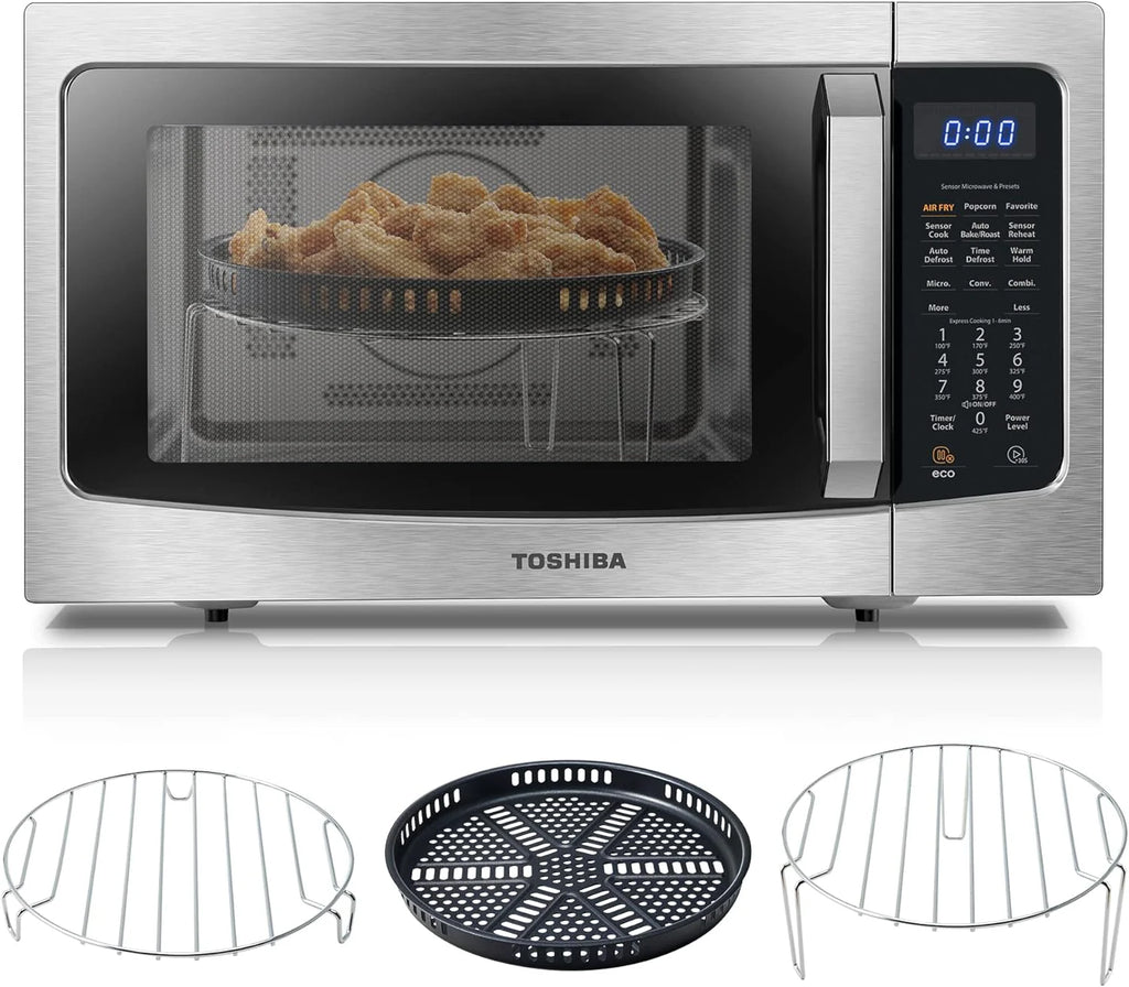 TOSHIBA 4-in-1 Countertop Microwave Oven, 1.5 Cu Ft, 1000W, Silver - ML-EC42P(SS)
