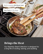 Caraway Stainless Steel 12 Piece 5-Ply Cookware Set - 10.5in Fry Pan, 3-qt Sauce Pan, 4.5-qt Saute Pan, 6.5-qt Dutch Oven