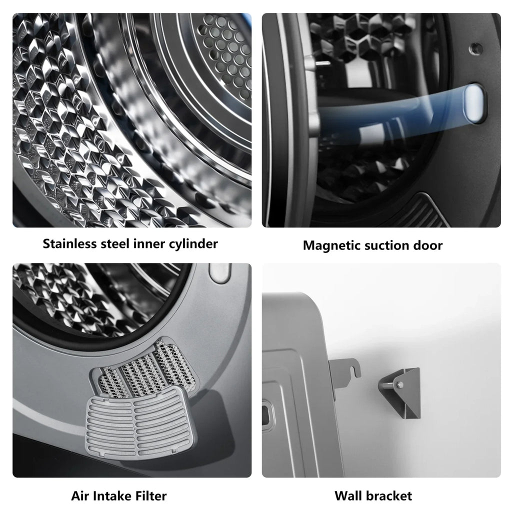Portable Mini Clothes Dryer - White With Black Square Door