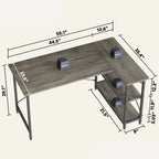 Small L-Shaped Computer Desk With Reversible Storage Shelves - 55-Inch / 47-Inch