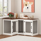 L-Shaped Corner Dog Crate Furniture For 2 Dogs, 58.7 x 41.1