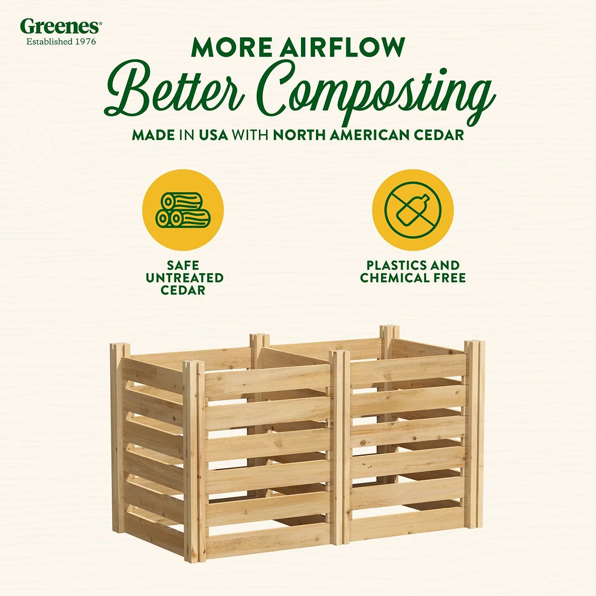 Greenes Fence Cedar Wood Composter 24 in x 24 in x 31 in, 77.3 Gal.