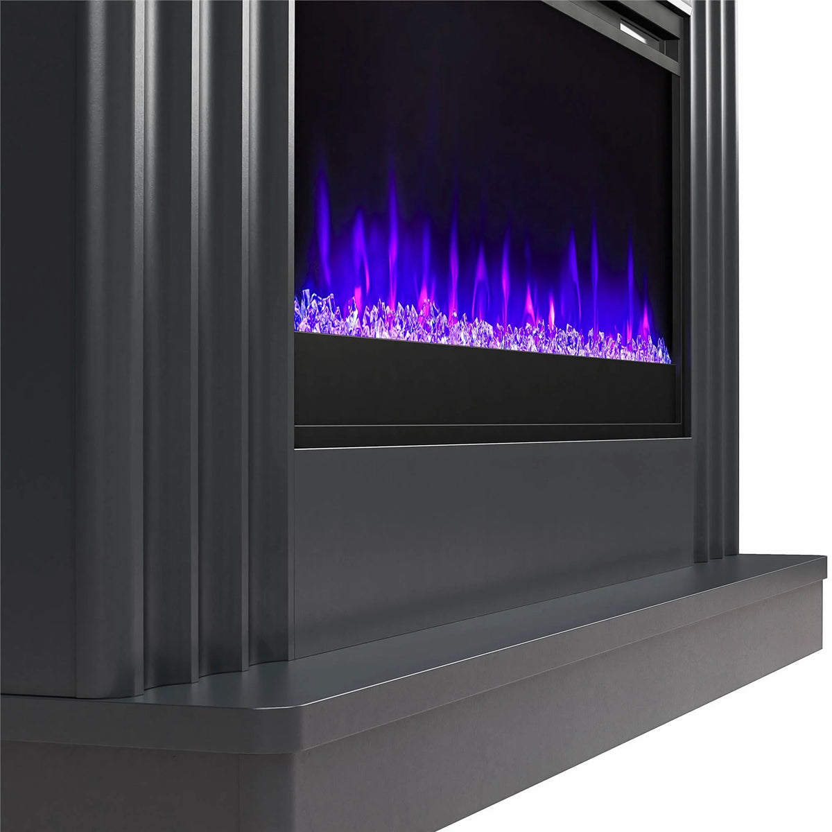 CosmoLiving by Cosmopolitan Electric Fireplace Mantel TV Stand, Black, 65 in, 42 in Insert - Rene
