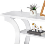3-Tier Console Table With Storage Shelves - White