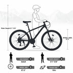 Men's 27.5 in Mountain Bike - 21-Speed Aluminum Alloy Frame, Front Suspension, Double Disc Brakes