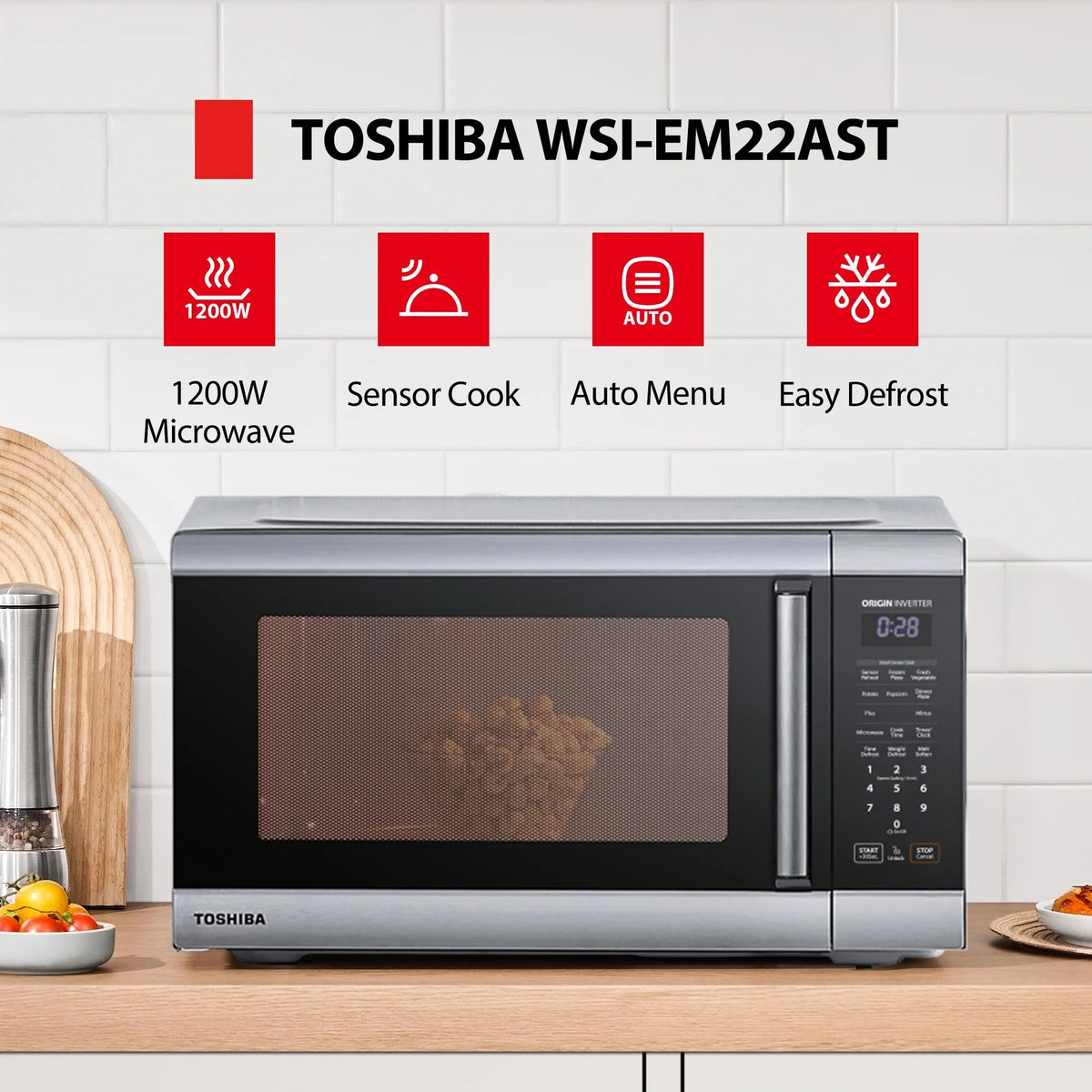 Toshiba Microwave Oven 2.2 Cu. Ft. 24.4 in Stainless Steel - WSI-EM22AST