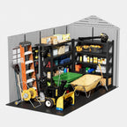 ZZM Outdoor Resin Storage Shed 6x11 Ft With Floor And Windows, Gray