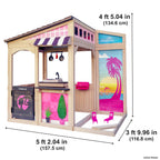 KidKraft Barbie Seaside Wooden Outdoor Playhouse With Attachable Doll Table And Chairs