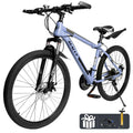 ARTUDATECH 26 Inch 27-Speed Dual Suspension Mountain Bike - Silver, Blue, Gray And Red