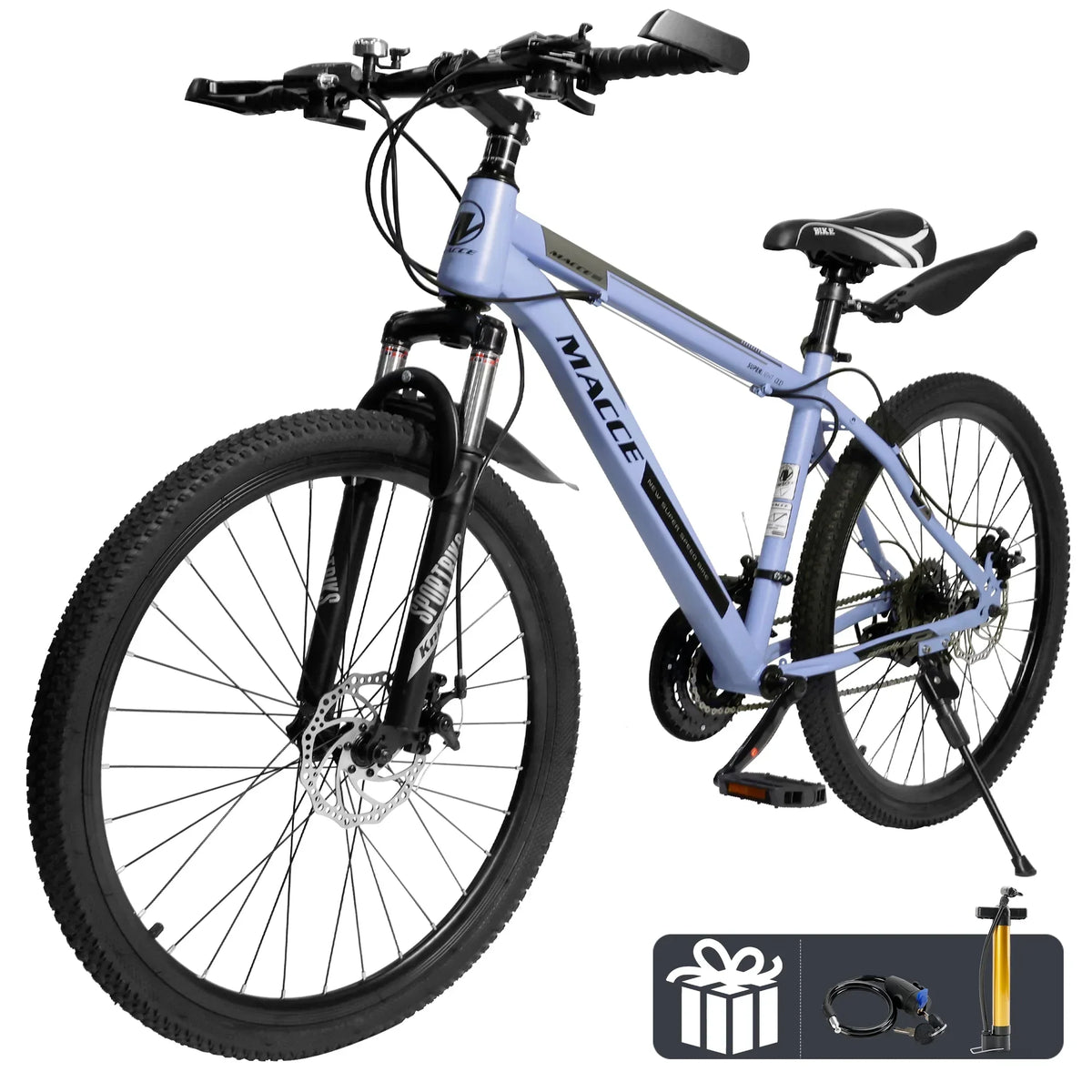ARTUDATECH 26 Inch 27-Speed Dual Suspension Mountain Bike - Silver, Blue, Gray And Red