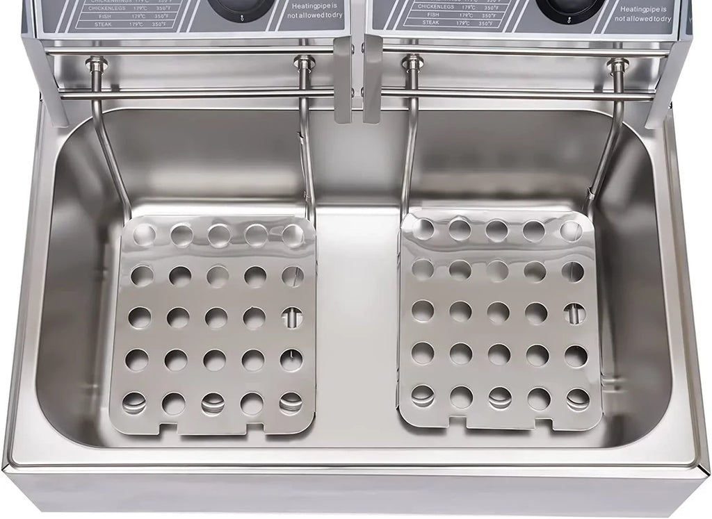 Miumaeov Stainless Steel Countertop Deep Fryer With Frying Baskets And Lid, 12.7QT/12L Capacity