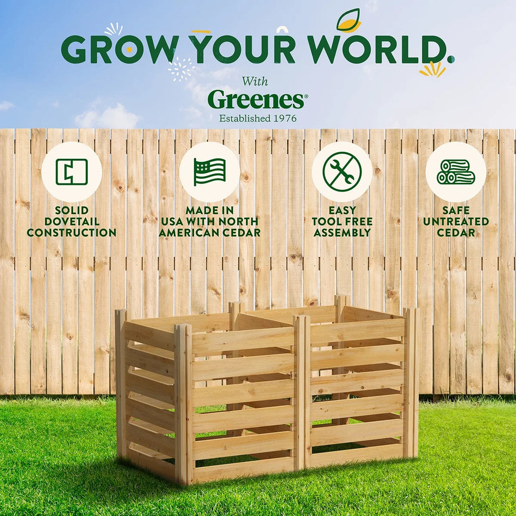 Greenes Fence Cedar Wood Composter 24 in x 24 in x 31 in, 77.3 Gal.