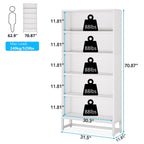 5-Tier Bookcase 31.5 Inch Wide x 11.81 Inch Deep x 70.87 Inch Tall - Sandalwood, Walnut, White, Black