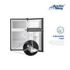 Arctic King Two-Door Mini Fridge With Freezer, 3.2 Cu ft, 18.5 in x 19.4 in x 33.3 in, Stainless Steel - E-Star