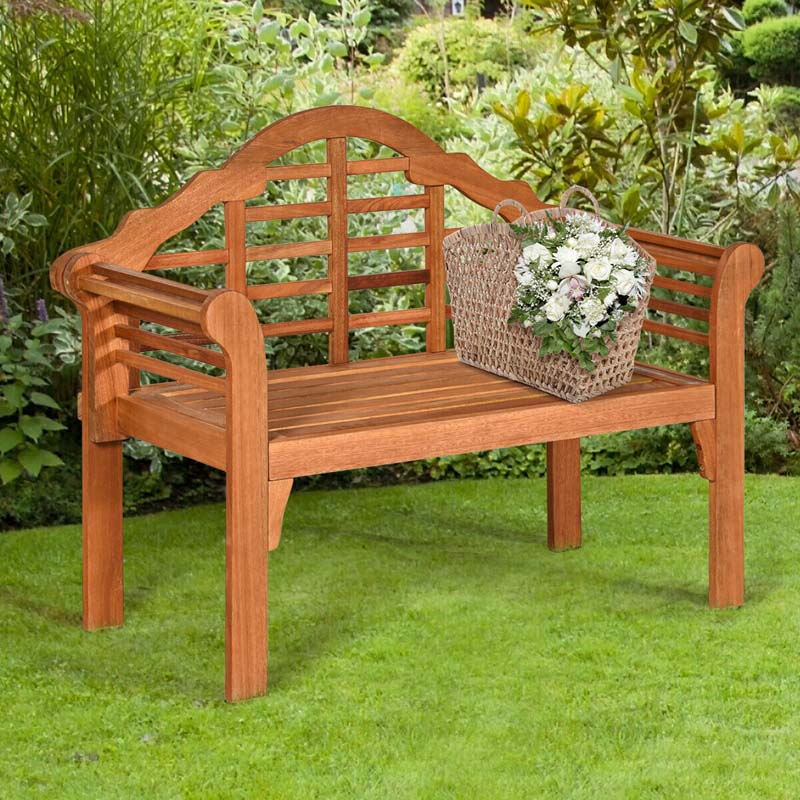 4 FT Folding Outdoor Eucalyptus Wood Bench, Natural, 2-Person - 49 in x 21 in x 38 in