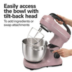 Hamilton Beach 4 Quart 7-Speed Tilt-Head Stand Mixer With Dough Hook, Whisk And Flat Beater - Black