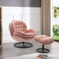 Velvet Swivel Accent Chair With Ottoman Set, Pink, 31.73 x 33.5 x 33.78 Inches