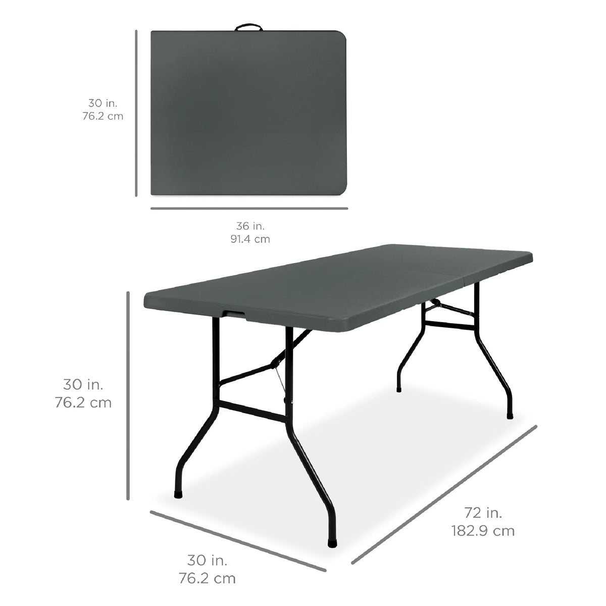 Best Choice Products 6ft Plastic Folding Table, 72in x 30in x 30in, White
