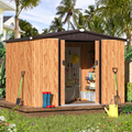 U-MAX 8 x 6 ft. Wood Grain Outdoor Metal Storage Shed With Lockable Door