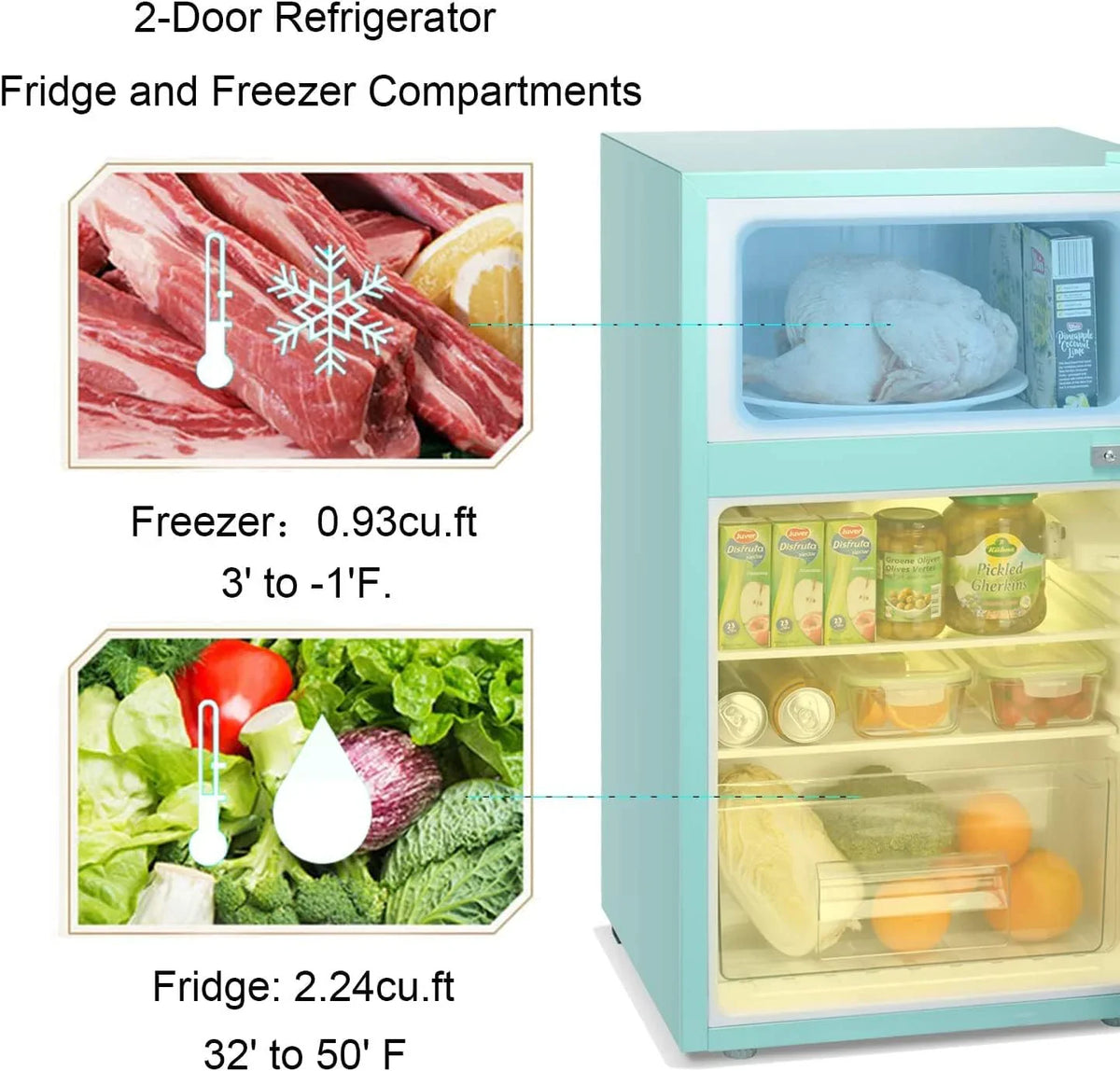 Antarctic Star Compact Mini Refrigerator 3.2 cu ft, Green - F90GR