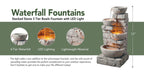Teamson Home Outdoor Stacked Stone Tiered Water Fountain With LED Lights, Gray - 33.25in