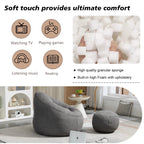 MOONMISS Microfiber Upholstered Round Bean Bag Sofa Chair With Ottoman - Gray