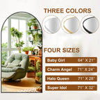 Arched Full Length Floor Mirror With Aluminum Alloy Frame - 65x22, 71x24, 71x28, 71x32