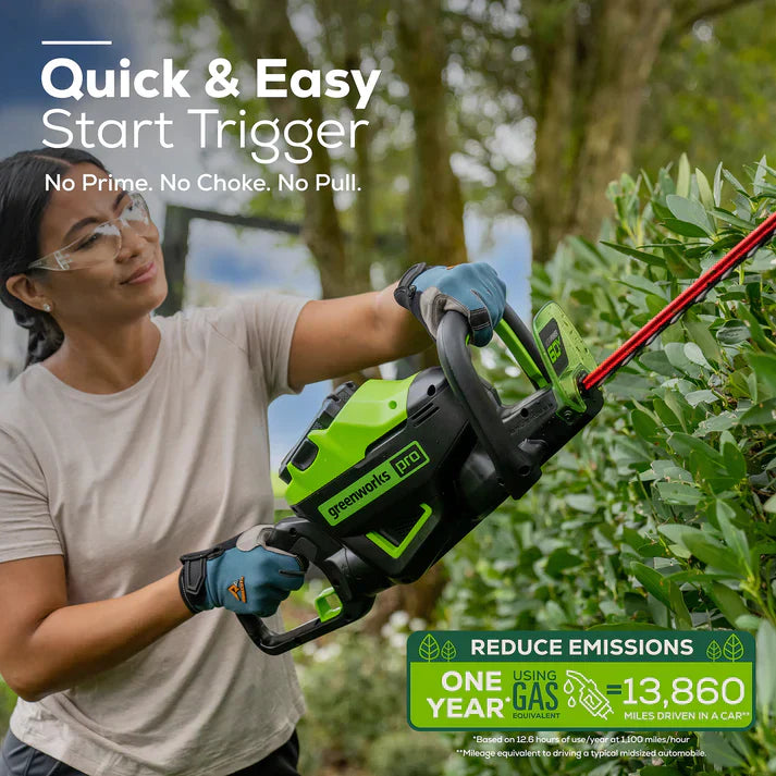 Greenworks Cordless Battery Hedge Trimmer 60V 26 inch With 2.0Ah Battery & Charger