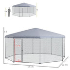 PawHut Metal Chicken Coop Run With Waterproof Anti-UV Cover, 17 ft x 15.7 ft x 9 ft