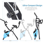 Foldable Magnetic Upright And Recumbent Exercise Bike, Light Blue