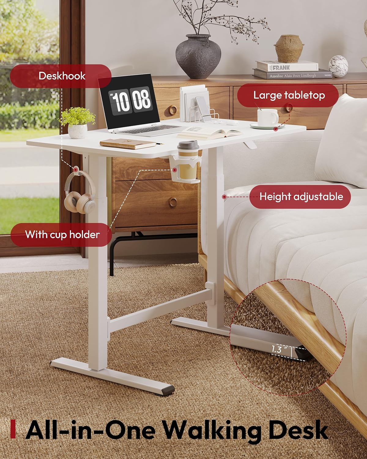SANODESK Mobile Standing Desk With Gas-Spring Lift - 32x20, 40x24, Or 48x24 One-Piece Desktop