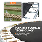 SHINPT 14ft Outdoor Trampoline With Safety Net, Basketball Hoop And Ladder