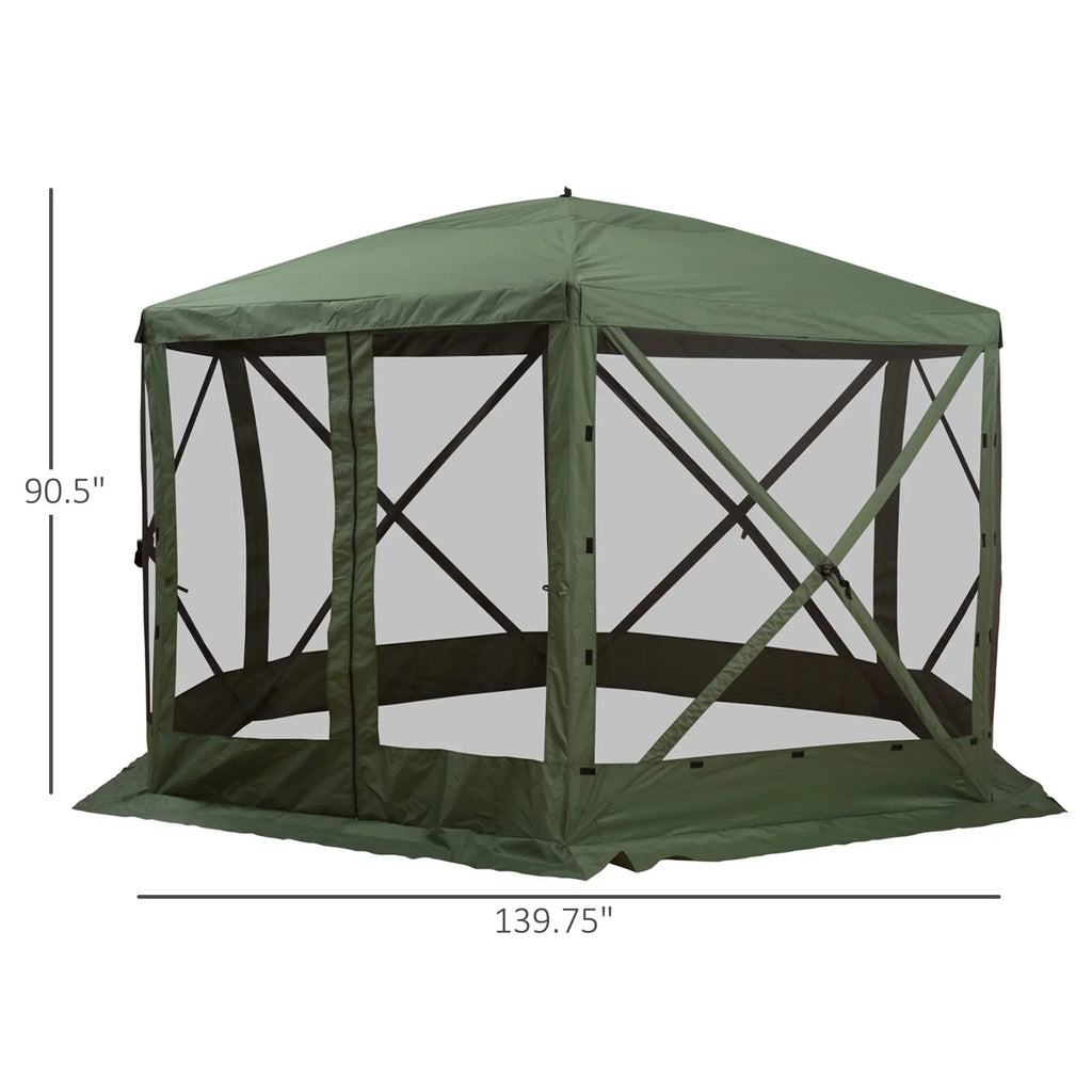 Outsunny 12' X 12' Hexagon Pop Up Screen House With Mesh Netting Walls And Carry Bag