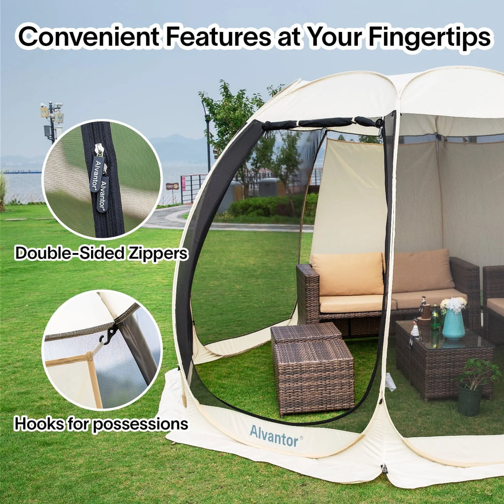 Alvantor Screen House Camping Instant Canopy 12 ft x 12 ft - Beige