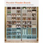 10-Tier Tall Shoe Cabinet, 30-Pair White Engineered Wood Shoe Storage Rack