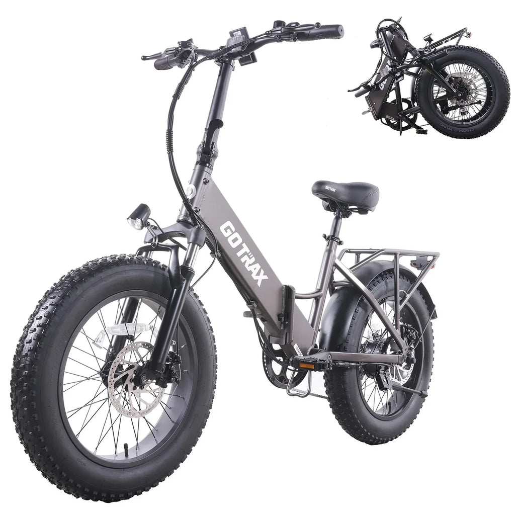 GOTRAX F3 500W Folding Fat Tire Electric Bike, 20in x 4in Tires, 20 MPH, 60 Mile Range - F3