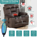Large Electric Power Lift Recliner With Heat, Massage, Hidden Cup Holder - 40.94W x 38.19D x 42.52H