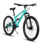 26 Inch Full-Suspension Mountain Bike, 21-Speed, 26x16 Inch Carbon Steel Frame