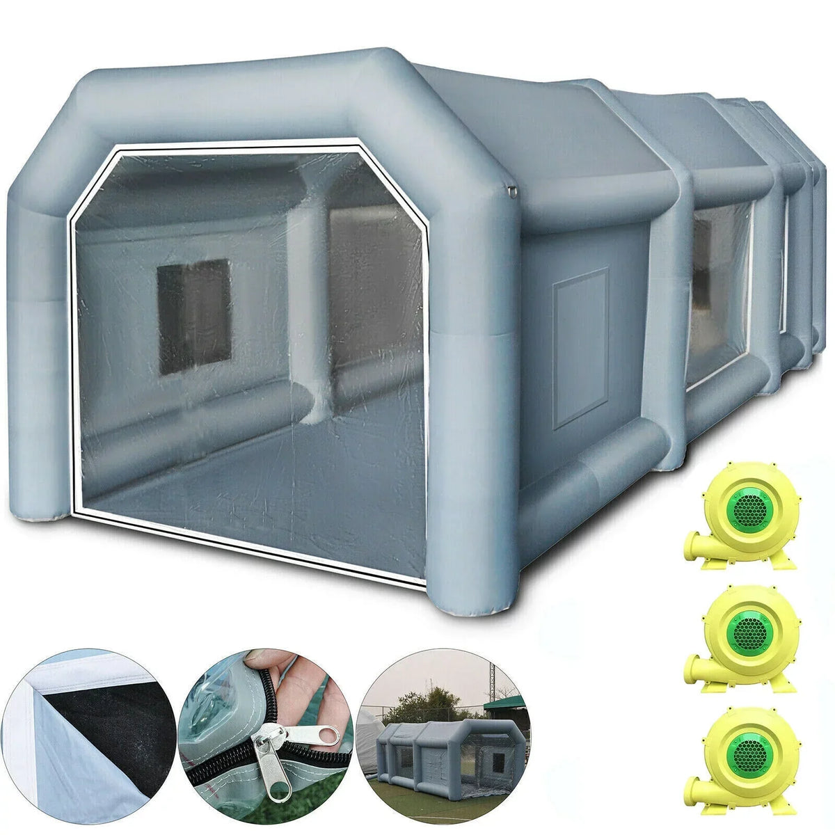 Inflatable Spray Paint Booth Tent 33 x 16.4 x 12 ft With 2 950W And 350W Blowers