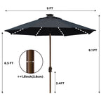 EliteShade 9ft Market Patio Umbrella With 80 LED Lights, Ruby