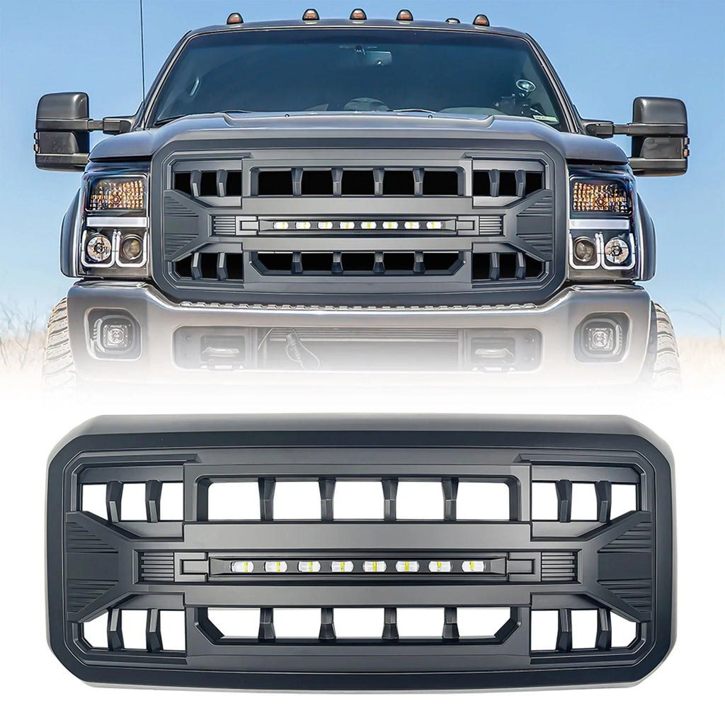 AMERICAN MODIFIED Armor Grille With Off Road Lights For 11-16 Ford F250/F350/F450/F550 Super Duty