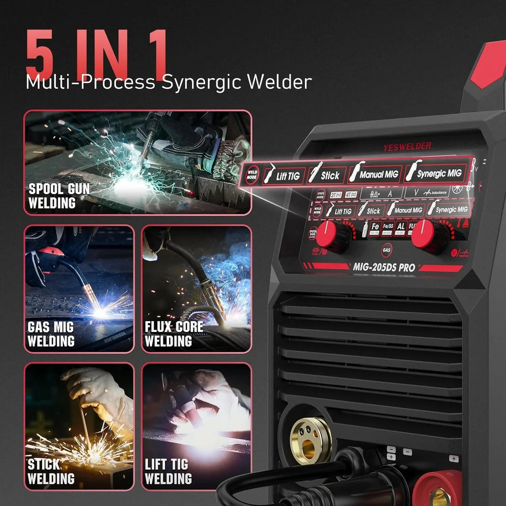 YESWELDER Flux Core MIG/Lift TIG/Stick Welder, 135 Amp, 110V - FLUX-135PRO