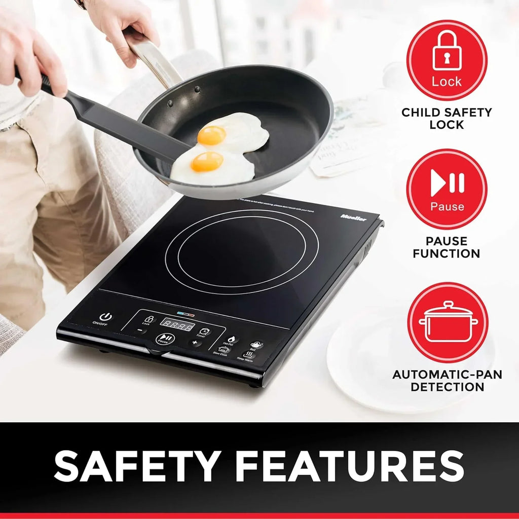 RapidTherm Portable Induction Cooktop Hot Plate, 1800W, 8 Temperature Levels