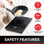 RapidTherm Portable Induction Cooktop Hot Plate, 1800W, 8 Temperature Levels