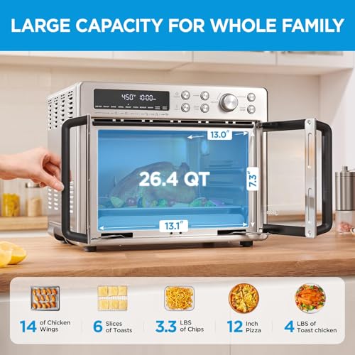 Midea Flexify French Door Air Fryer Toaster Oven Combo, 26.4 QT, 10-in-1, Stainless Steel