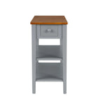 Narrow 2-Tone End Table With USB Charging Ports, 11.8 Inches Wide