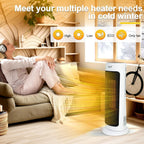 Caynel Oscillating Ceramic Tower Space Heater, 1500W, White