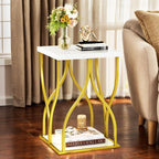 Console Table With Faux Marble MDF Top And Gold Metal Frame