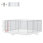 PawHut Dog Kennel Playpen With Waterproof Cover, 15' x 15' x 7.5' - D02-049V02